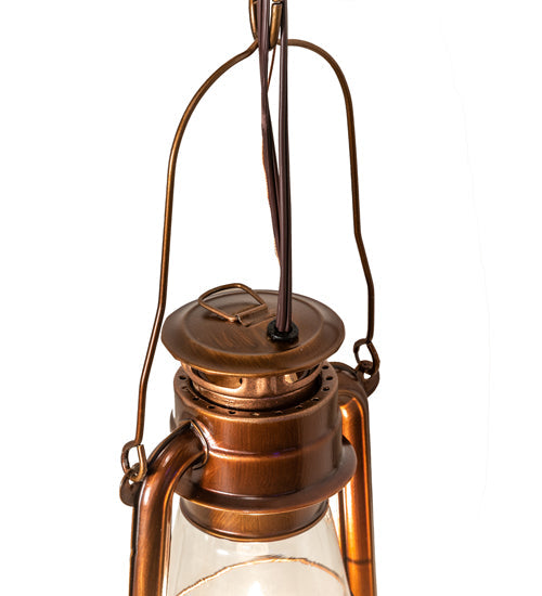 Meyda Lighting Miners Lantern 7" 2-Light Vintage Copper Mini Pendant Light With Clear Shade Glass