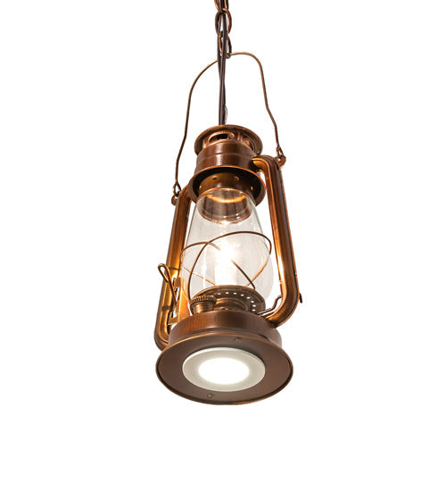 Meyda Lighting Miners Lantern 7" 2-Light Vintage Copper Mini Pendant Light With Clear Shade Glass