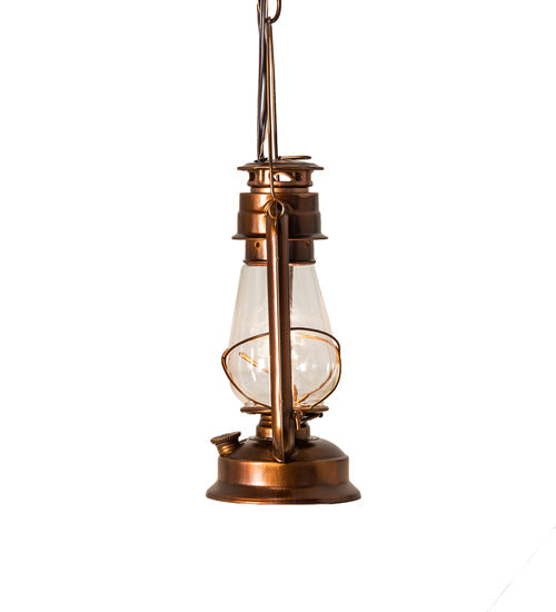 Meyda Lighting Miners Lantern 7" 2-Light Vintage Copper Mini Pendant Light With Clear Shade Glass