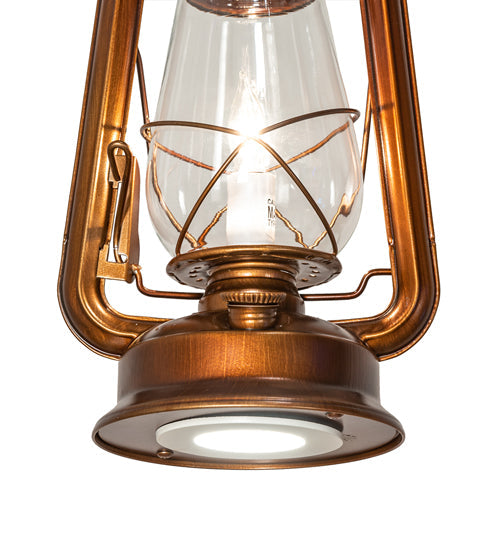 Meyda Lighting Miners Lantern 7" 2-Light Vintage Copper Mini Pendant Light With Clear Shade Glass