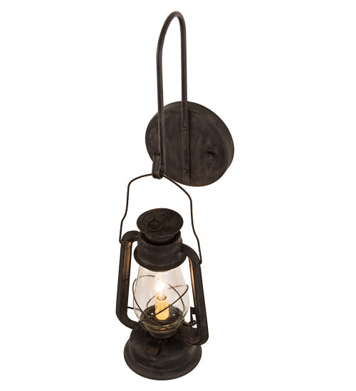 Meyda Lighting Miners Lantern 7" Costello Black Wall Sconce With Clear Shade Glass