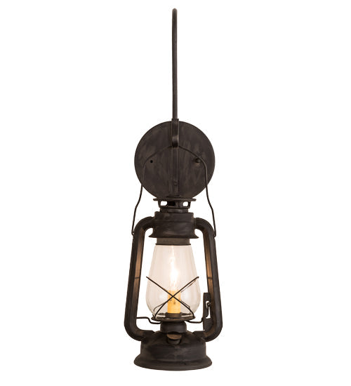 Meyda Lighting Miners Lantern 7" Costello Black Wall Sconce With Clear Shade Glass