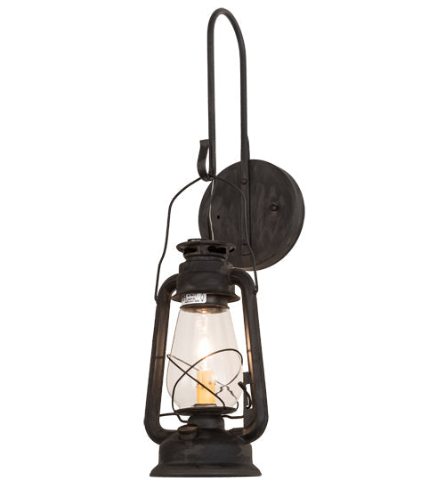 Meyda Lighting Miners Lantern 7" Costello Black Wall Sconce With Clear Shade Glass