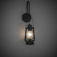 Meyda Lighting Miners Lantern 7" Costello Black Wall Sconce With Frosted Clear Shade Glass