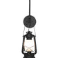 Meyda Lighting Miners Lantern 7" Costello Black Wall Sconce With Frosted Clear Shade Glass