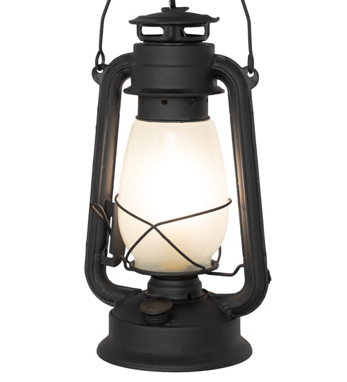 Meyda Lighting Miners Lantern 7" Costello Black Wall Sconce With Frosted Clear Shade Glass