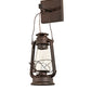 Meyda Lighting Miners Lantern 7" Distressed Rust Wall Sconce With Clear Shade Glass