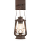 Meyda Lighting Miners Lantern 7" Distressed Rust Wall Sconce With Clear Shade Glass