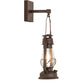 Meyda Lighting Miners Lantern 7" Distressed Rust Wall Sconce With Clear Shade Glass