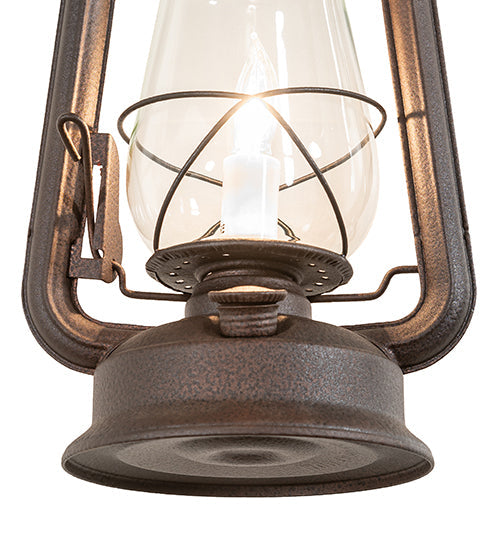 Meyda Lighting Miners Lantern 7" Distressed Rust Wall Sconce With Clear Shade Glass