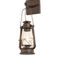 Meyda Lighting Miners Lantern 7" Distressed Rust Wall Sconce With Clear Shade Glass