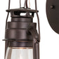 Meyda Lighting Miners Lantern 7" Mahogany Bronze Lantern Wall Sconce With Clear Shade Glass