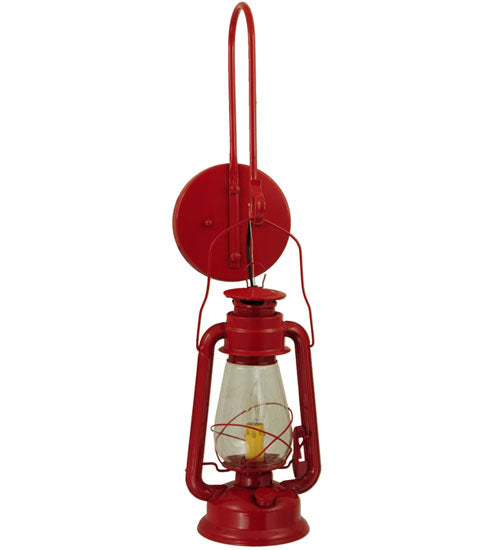 Meyda Lighting Miners Lantern 7" Ruby Red Lantern Wall Sconce With Clear Shade Glass