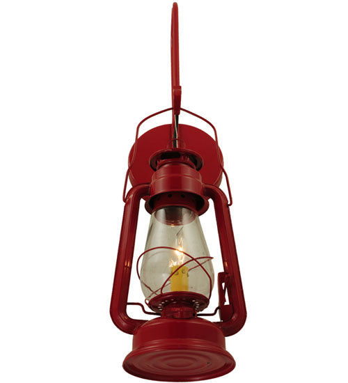 Meyda Lighting Miners Lantern 7" Ruby Red Lantern Wall Sconce With Clear Shade Glass