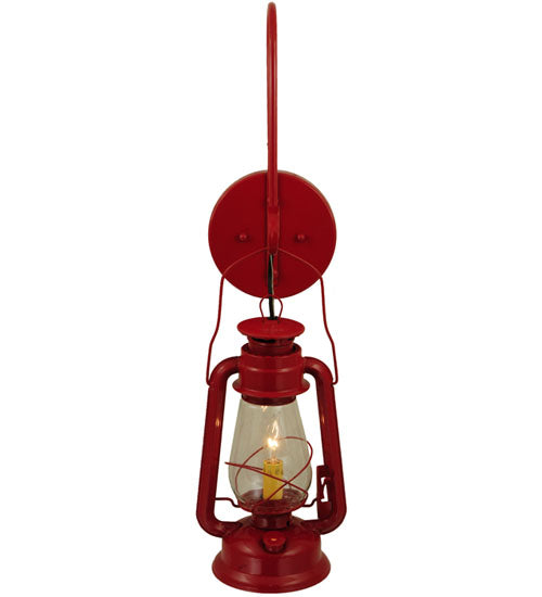 Meyda Lighting Miners Lantern 7" Ruby Red Lantern Wall Sconce With Clear Shade Glass