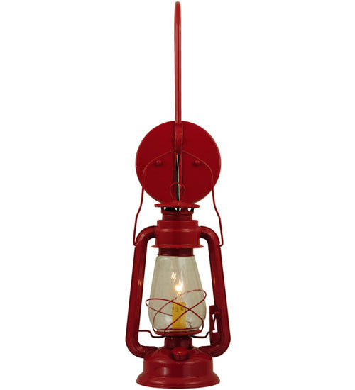 Meyda Lighting Miners Lantern 7" Ruby Red Lantern Wall Sconce With Clear Shade Glass