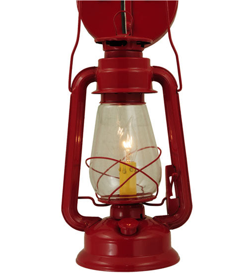 Meyda Lighting Miners Lantern 7" Ruby Red Lantern Wall Sconce With Clear Shade Glass