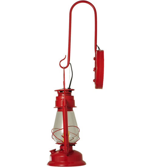 Meyda Lighting Miners Lantern 7" Ruby Red Lantern Wall Sconce With Clear Shade Glass
