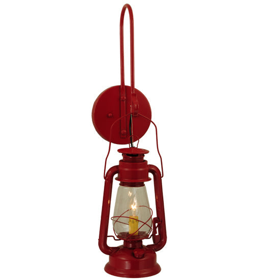 Meyda Lighting Miners Lantern 7" Ruby Red Lantern Wall Sconce With Clear Shade Glass