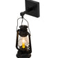 Meyda Lighting Miners Lantern 7" Textured Black Wall Sconce With Clear Shade Glass