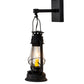 Meyda Lighting Miners Lantern 7" Textured Black Wall Sconce With Clear Shade Glass