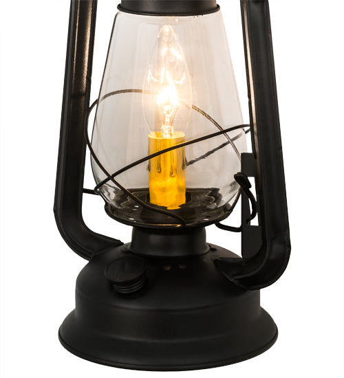 Meyda Lighting Miners Lantern 7" Textured Black Wall Sconce With Clear Shade Glass