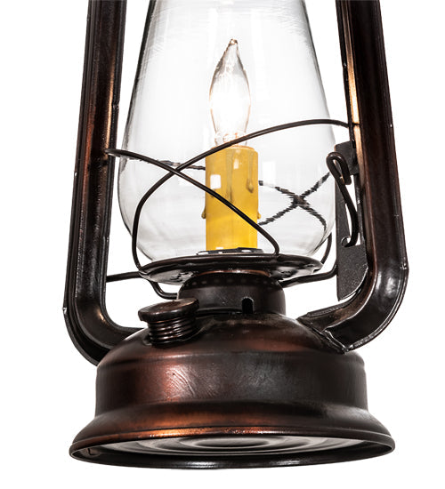 Meyda Lighting Miners Lantern 7" Vintage Copper Mini Pendant Light With Clear Shade Glass