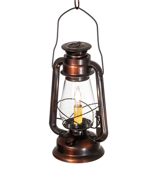 Meyda Lighting Miners Lantern 7" Vintage Copper Mini Pendant Light With Clear Shade Glass