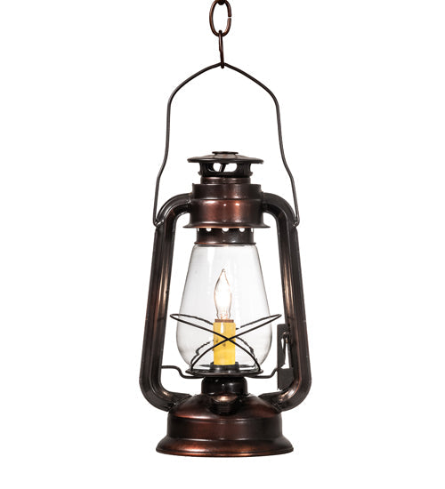 Meyda Lighting Miners Lantern 7" Vintage Copper Mini Pendant Light With Clear Shade Glass