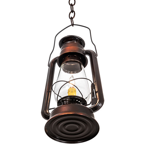 Meyda Lighting Miners Lantern 7" Vintage Copper Mini Pendant Light With Clear Shade Glass