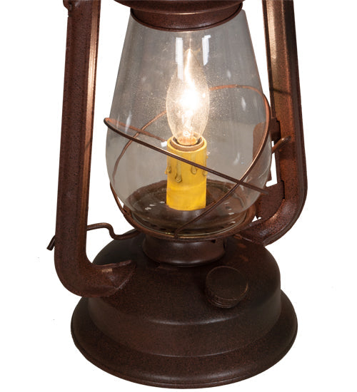 Meyda Lighting Miners Lantern 7" Wrought Iron On Rust Mini Pendant Light With Clear Shade Glass