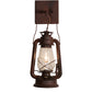Meyda Lighting Miners Lantern 7" Wrought Iron On Rust Wall Sconce With Clear Shade Glass