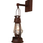 Meyda Lighting Miners Lantern 7" Wrought Iron On Rust Wall Sconce With Clear Shade Glass