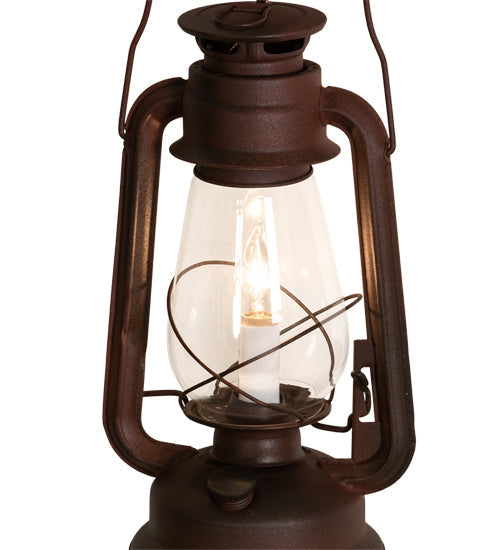 Meyda Lighting Miners Lantern 7" Wrought Iron On Rust Wall Sconce With Clear Shade Glass