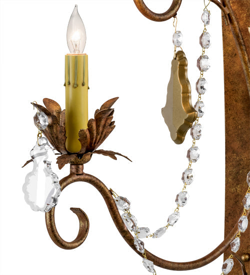 Meyda Lighting Minuet 21" 3-Light Autumn Leaf Wall Sconce With Amber Faux Candlelight