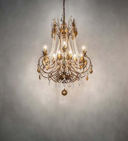 Meyda Lighting Minuet 38" 12-Light Autumn Leaf Chandelier With Amber Faux Candlelight