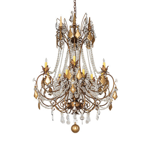 Meyda Lighting Minuet 38" 12-Light Autumn Leaf Chandelier With Amber Faux Candlelight