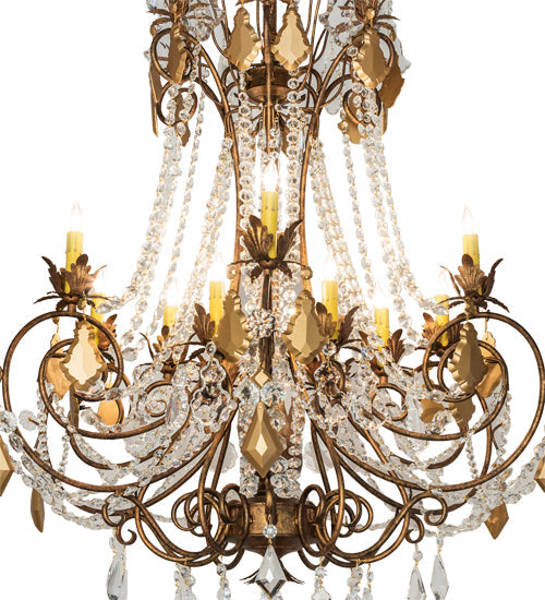 Meyda Lighting Minuet 38" 12-Light Autumn Leaf Chandelier With Amber Faux Candlelight