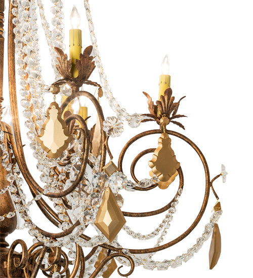 Meyda Lighting Minuet 38" 12-Light Autumn Leaf Chandelier With Amber Faux Candlelight