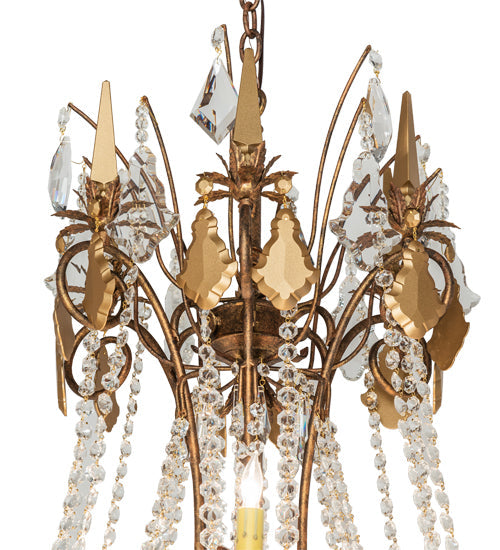 Meyda Lighting Minuet 38" 12-Light Autumn Leaf Chandelier With Amber Faux Candlelight