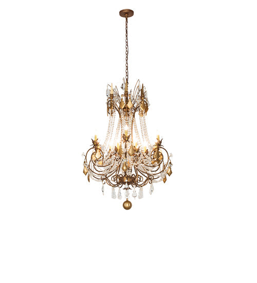 Meyda Lighting Minuet 38" 12-Light Autumn Leaf Chandelier With Amber Faux Candlelight