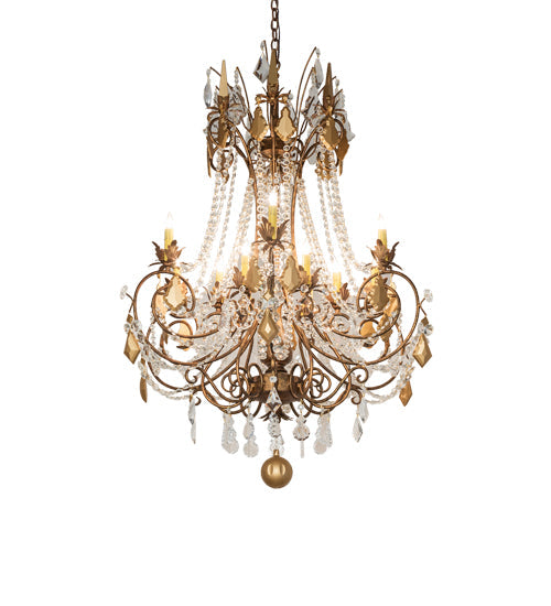 Meyda Lighting Minuet 38" 12-Light Autumn Leaf Chandelier With Amber Faux Candlelight