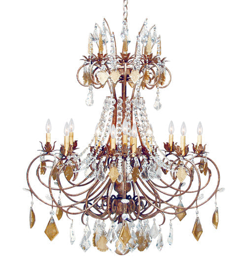 Meyda Lighting Minuet 42" 2-Tier 16-Light Pompeii Gold Chandelier