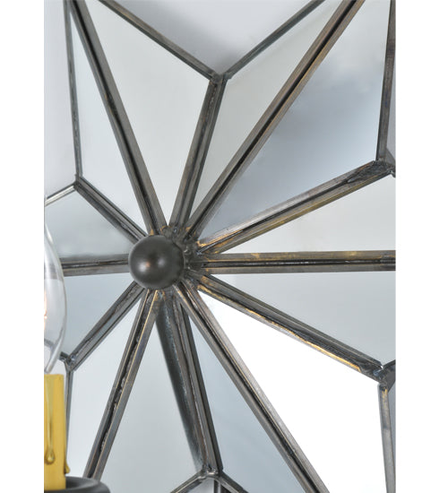 Meyda Lighting Mirrored Star 15" Oil Rubbed Bronze Wall Sconce With Ivory Faux Candlelight