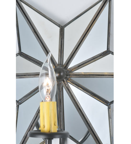 Meyda Lighting Mirrored Star 15" Oil Rubbed Bronze Wall Sconce With Ivory Faux Candlelight