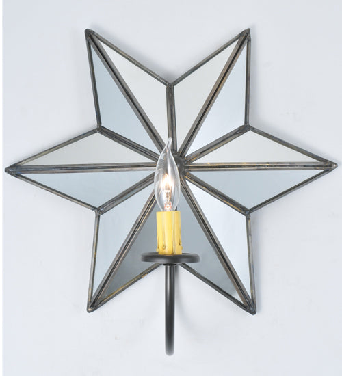 Meyda Lighting Mirrored Star 15" Oil Rubbed Bronze Wall Sconce With Ivory Faux Candlelight