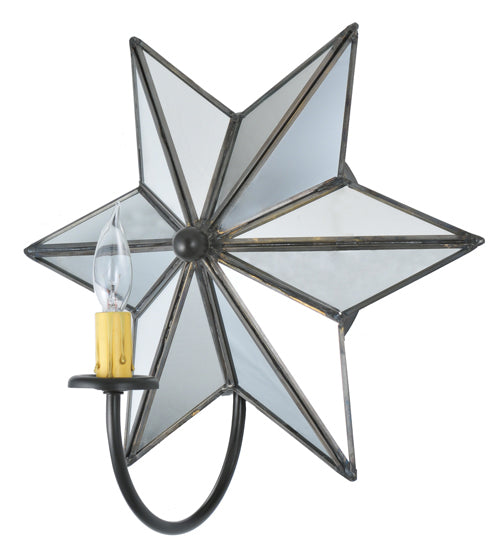 Meyda Lighting Mirrored Star 15" Oil Rubbed Bronze Wall Sconce With Ivory Faux Candlelight