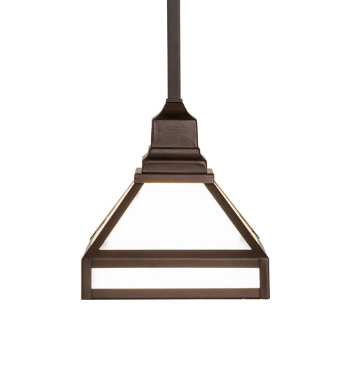Meyda Lighting Mission 10" Mahogany Bronze Prime Pendant Light With White Opal Shade Glass