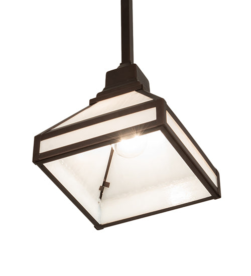 Meyda Lighting Mission 10" Mahogany Bronze Prime Pendant Light With White Opal Shade Glass