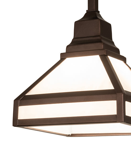 Meyda Lighting Mission 10" Mahogany Bronze Prime Pendant Light With White Opal Shade Glass
